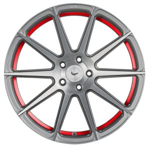BARRACUDA PROJECT 2.0 silver brushed/ undercut Color Trim rot Felge 10,5x21 - 21 Zoll 5x112 Lochkreis