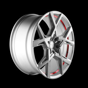 BARRACUDA PROJECT X Silver-brushed-Surface undercut Trimline red Felge 10x22 - 22 Zoll 5x112 Lochkreis