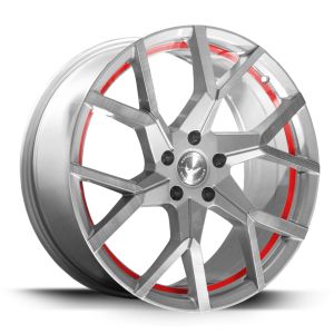 BARRACUDA TZUNAMEE EVO Silver brushed undercut Trimline red Felge 8x18 - 18 Zoll 5x100 Lochkreis
