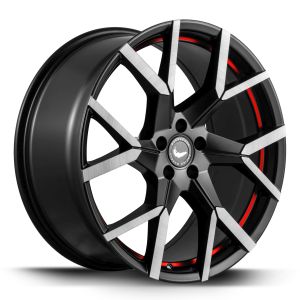 BARRACUDA TZUNAMEE EVO Dark Gunmetal brushed undercut Trimline red Felge 8x18 - 18 Zoll 5x100 Lochkreis