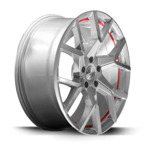BARRACUDA TZUNAMEE EVO Silver brushed undercut Trimline red Wheel 8x18 - 18 inch 5x100 bolt circle