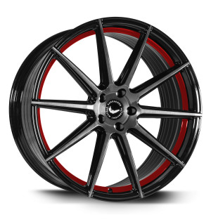 BARRACUDA PROJECT 2.0 Higloss-Black brushed Surface/undercut Colour trim rot Felge 10,5x22 - 22 Zoll 5x112 Lochkreis
