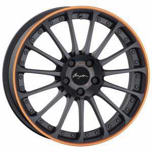 Breyton Magic CW Matt Grey with Orange Anodized Lip Wheel 7,5 X 18 - 18 inch 4x100 bold circle