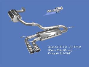 BN Pipes Audi A3 8P Middle and rear rear muffler from 1.6 to 2.0 Sportback