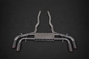 Exhaust system, for using with OEM actuators, centre silencer replacement pipes, OPF/GPF replacement pipes (ECU programming required) with anodized alloy exhaust tips(available in black, red, silver*) with carbon outer tube fits for BMW G06