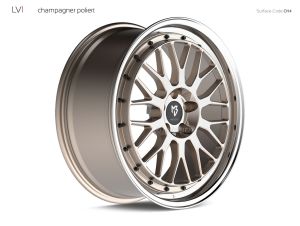 MB Design LV1 champagner glänzend lackiert, Außenbett poliert Felge 7,5x18 - 18 Zoll 5x110 Lochkreis