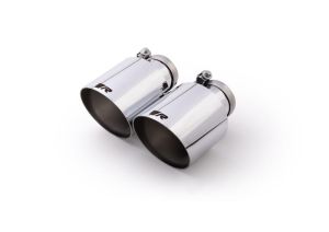 Remus Endrohr-Set bestehend aus 2 Endrohren   115 mm schräg, lasergraviert, verchromt, mit einstellbarem Kugelanschluss passend für _Endrohre 2 Endrohre schräg