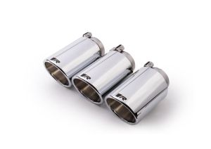 Remus Endrohr-Set 3 Endrohre   102 mm schräg, verchromt, mit einstellbarem Kugelanschluss passend für _Endrohre 3 Endrohre schräg
