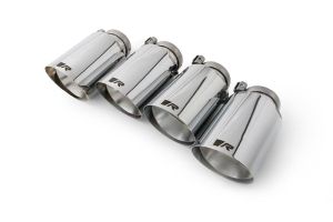 Remus Endrohr Set li/re je 2 Endrohre : 102 mm schräg, straight cut, verchromt, mit einstellbarem Kugelanschluss passend für _Endrohre 4 Endrohre schräg