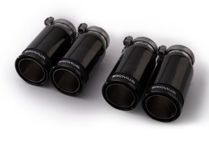 Remus tail pipe set L/R consisting of 4 tail pipes : 84 mm Street Race Black Chrome, with adjustable spherical clamp connection fits for _Endrohre 4 Endrohre Street Race Black Chrome