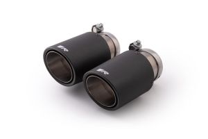 Remus tail pipe set L/R consisting of 4 Carbon tail pipes : 84 mm angled, Titanium internals, with adjustable spherical clamp connection fits for _Endrohre 4 Endrohre schräg