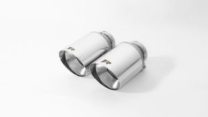 Remus tail pipe set 2 tail pipes : 102 mm angled, straight cut, chromed, with adjustable spherical clamp connection fits for _Endrohre 2 Endrohre schräg