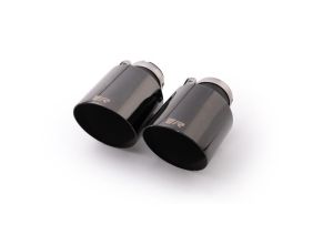 Remus Endrohr-Set 2 Endrohre   115 mm schräg, blackchrome, lasergraviert, (L=145mm), mit einstellbarem Kugelanschluss passend für _Endrohre 2 Endrohre schräg