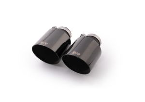 Remus Endrohr-Set li/re je 2 Endrohre   115 mm schräg (L = 145 mm) Black Chrome lasergraviert, mit einstellbarem Kugelanschluss passend für _Endrohre 4 Endrohre schräg