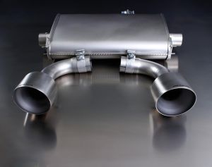 Remus sport exhaust centered with left/right each 1 tail pipe Ø 127 mm angled fits for Mercedes A-Klasse 1,8l CDI 100kw