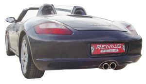 Remus RACING Edelstahl-Sportauspuffanlage links und rechts (OHNE Endrohre!), ab Vorkat, Serienhauptkat im Endschalldämpfer entfälltOHNE Genehmigung passend für Porsche Boxster 2,7l 180kW