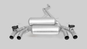 Remus Cat-back-system L/R (without tail pipes)with integrated valves, incl. EC type approvalOriginal tube Ø 80 mm, REMUS tube 2 x Ø 65 mmThe system includes an additional original BMW actuator and a Y-cable for connecting both actuators with the onboard e