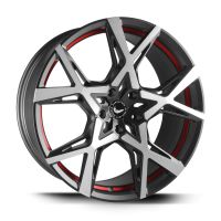 BARRACUDA PROJECT X Black brushed Surface undercut Trimline red Felge 10x22 - 22 Zoll 5x127 Lochkreis