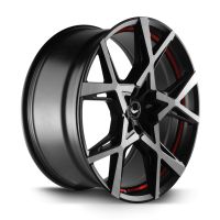 BARRACUDA PROJECT X Black brushed Surface undercut Trimline red Wheel 10x22 - 22 inch 5x112 bolt circle