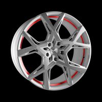 BARRACUDA PROJECT X Silver-brushed-Surface undercut Trimline red Felge 10x22 - 22 Zoll 5x127 Lochkreis