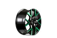 BARRACUDA TZUNAMEE EVO Black gloss flashgreen Felge 8x18 - 18 Zoll 5x100 Lochkreis