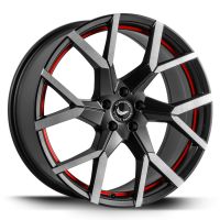 BARRACUDA TZUNAMEE EVO Dark Gunmetal brushed undercut Trimline red Wheel 8x18 - 18 inch 5x100 bolt circle