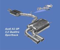 BN Pipes Audi A3 8P Mittel- und Endschalldaempfer
