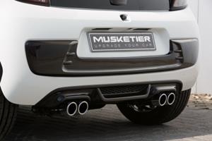 Musketier rear apron dual exhaust system  black look Citroen fits for Citroen C1-II