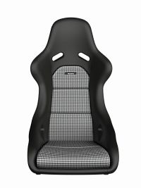RECARO Classic Pole Position Leather Pepita Leather black pepita standard equipment + seat shell made of glass fiber reinforced plastic (GRP) + weight approx. 7.0 kg (without adapter and console) + ABE parts certificate * + belt feed-through for 4-point b