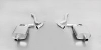 Remus Sport exhaust left and stainless steel sport exhaust right (without tail pipes), with integrated valves, incl. 2 connection tubes, incl. EEC homologation fits for Ford Mustang 2,3l 231kW (ab Bj. 2014)