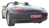 Remus RACING Edelstahl-Sportauspuffanlage links und rechts (OHNE Endrohre!), ab Vorkat, Serienhauptkat im Endschalldämpfer entfälltOHNE Genehmigung passend für Porsche Cayman 2,7l 180kW