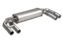 Remus GPF-back-system consisting of Sport exhaust centered (absorption principle) for L/R system quad flow with 2 integrated valvesincl. GPF-back front section replacement tubeincl. connection tube with spherical connection for mounting of the the spor